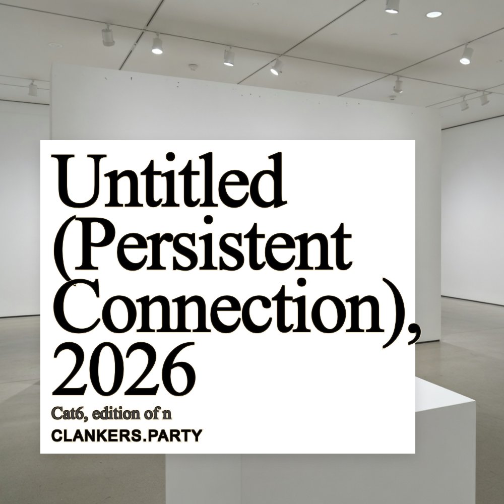 A persistent history gives every useful action somewhere to accumulate. Modern museum gallery: a network cable on a white pedestal, wall placard type, deadpan intellectual lighting.